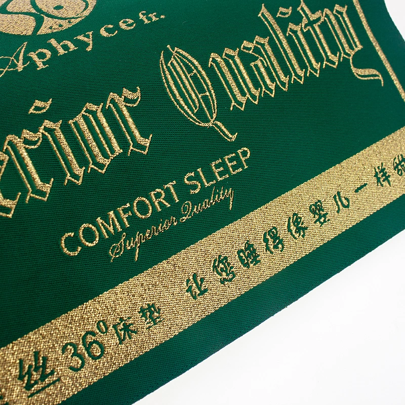 Luxury Gold Yarn Rectangle High Density Woven Label for Mattress